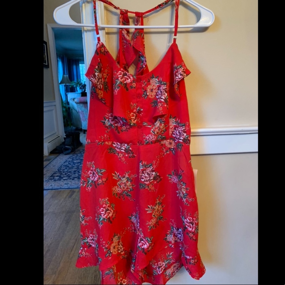 Red Floral Romper